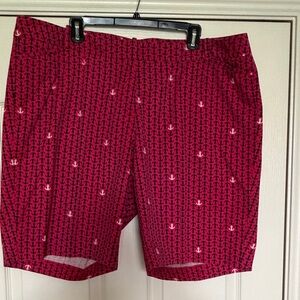 Talbots Red Anchor-Print Bermuda Shorts excellent condition 18W 10 in.